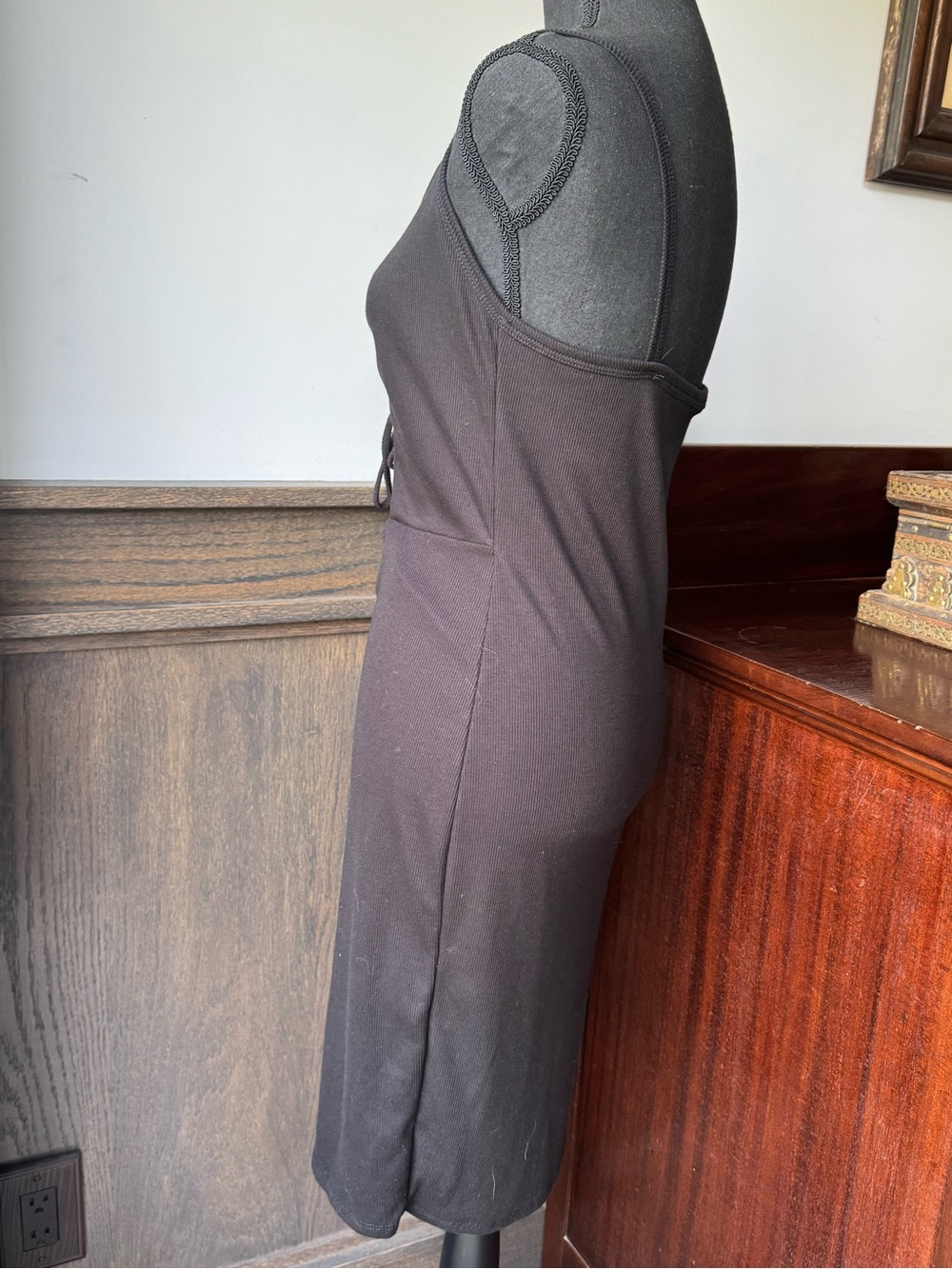 21 Saints Women's Black Ruched Front Cutout Dress nwt large - Picture 3 of 8